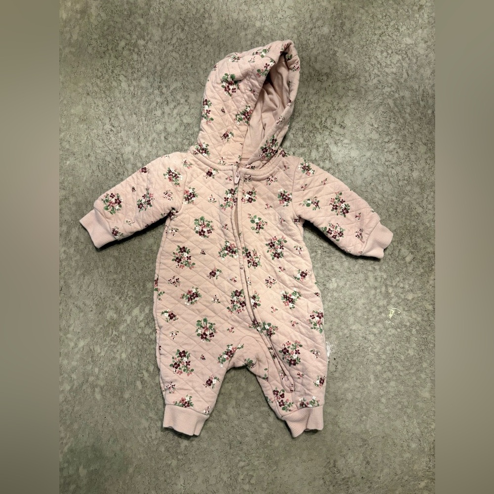 Newborn Floral Quilted Winter Hoodie Jacket